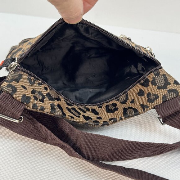 Leopard Print Crossbody Bag Adjustable Strap Multiple Zipper Pockets Purse - Picture 5 of 11